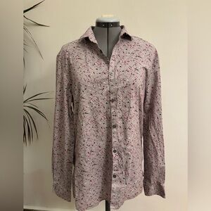 John Varvatos 100% Cotton Pink and Black Splatter Shirt